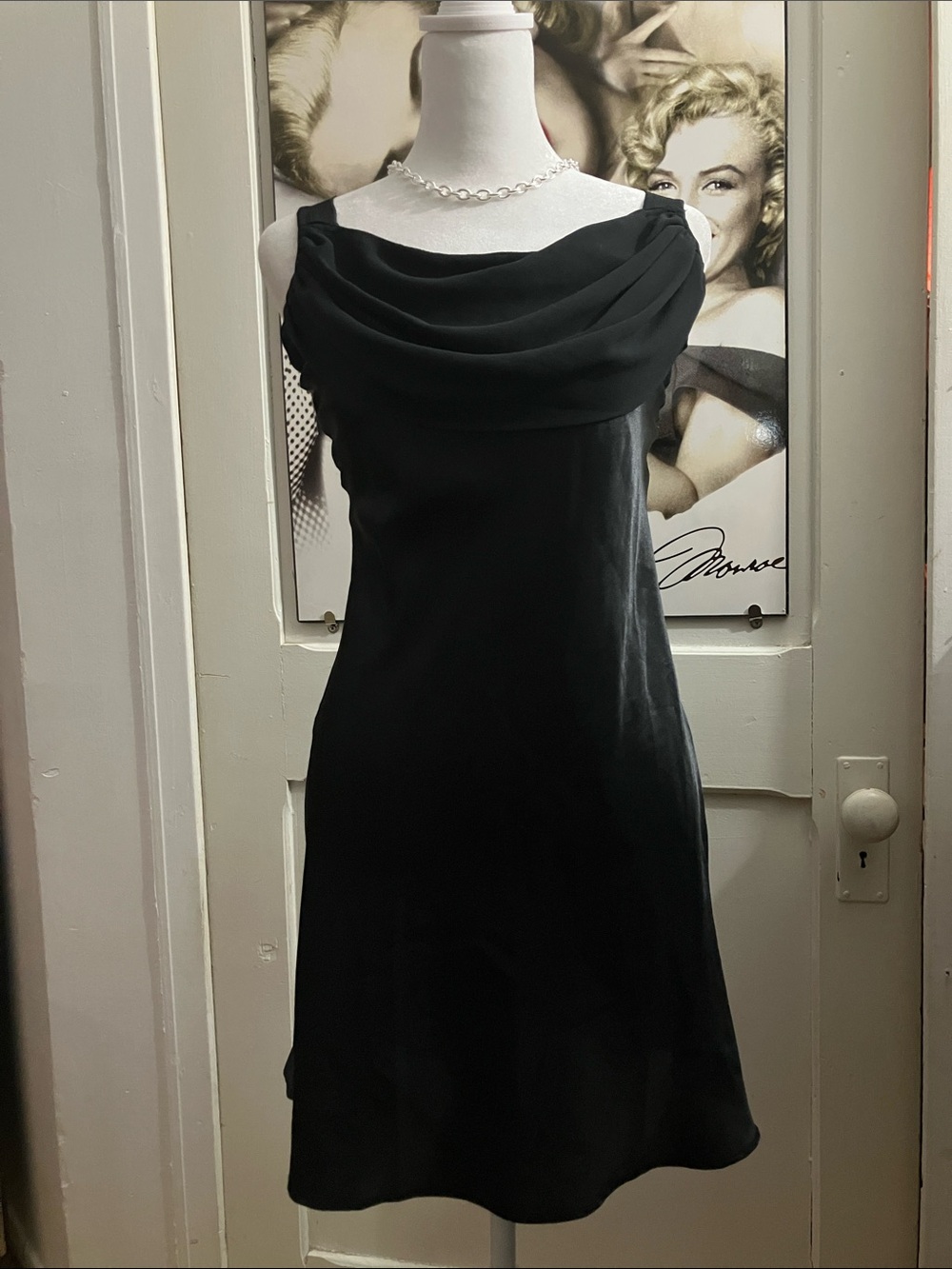 Shirley of Hollywood Black Cowl Neck Midi Dress xxs